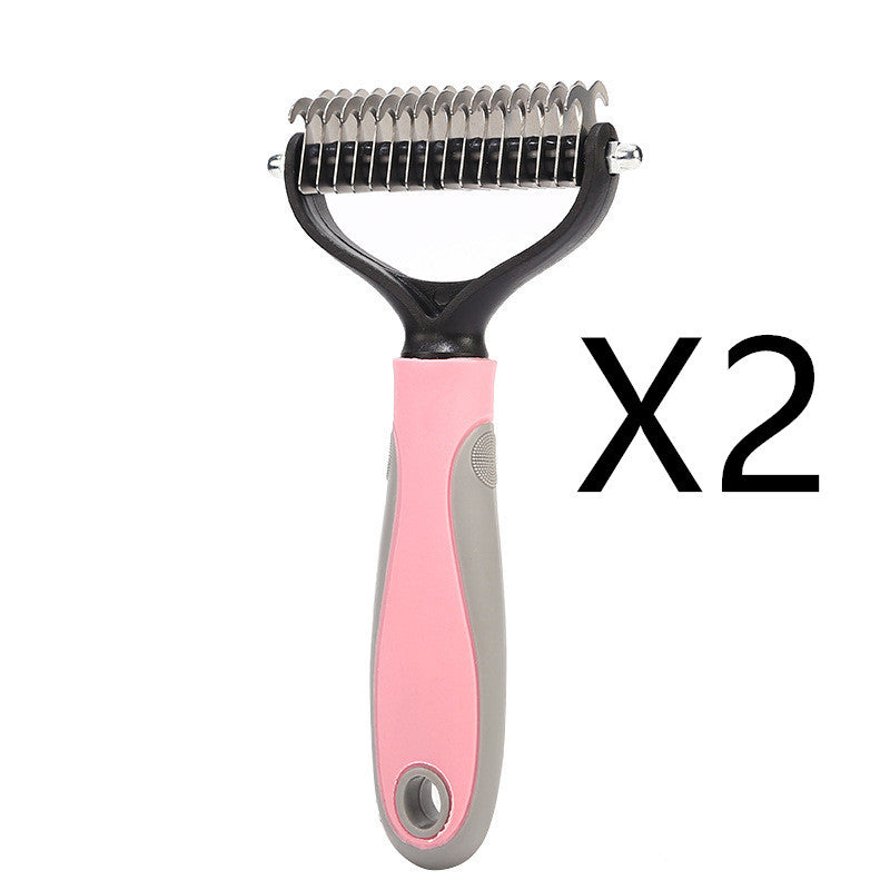 Stainless Steel Pet Brush - Double-Sided Hair Removal Comb for Grooming