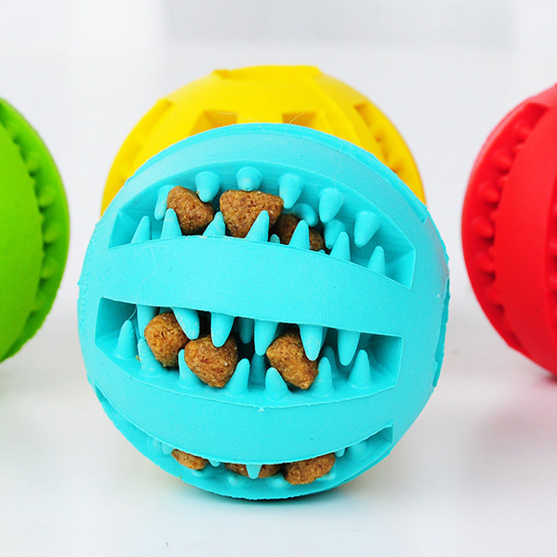Pet Slow Feeder Dog Toy - Cute Fun Rubber Ball for Dental Care