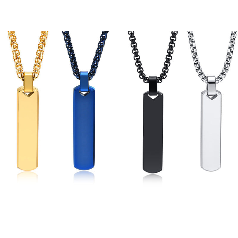 Stainless Steel Three-dimensional Rectangular Geometric Necklace For Men