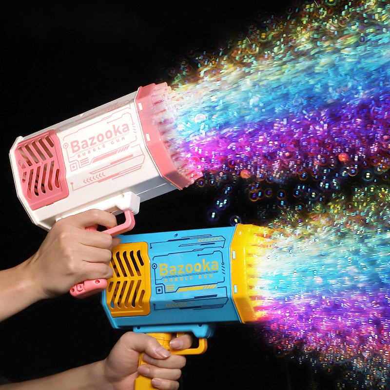 Bubble Gun Rocket 69 hål såpbubblor maskingevär form automatisk blåsare med lätta leksaker för barn Pomperos