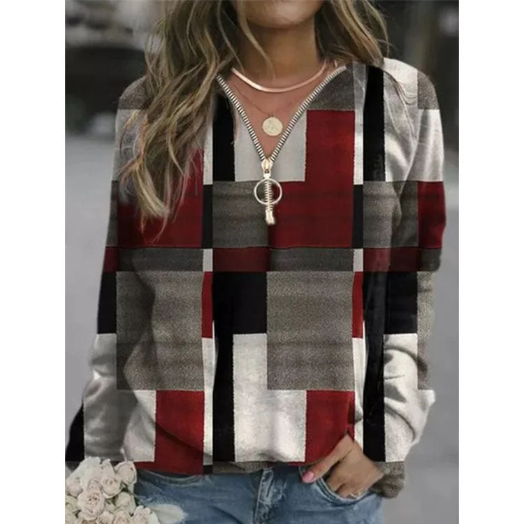 Stylish Women's Tops - Checkered Sweaters & Fleece Jackets