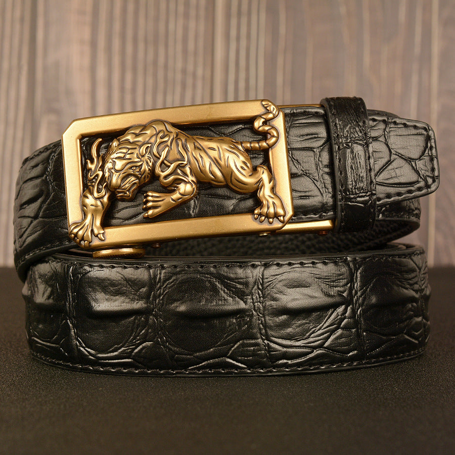 Double cuir pour hommes avec boucle de ceinture automatique