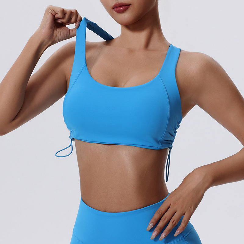 High Strength Sports Shockproof Yoga Vest Running Training Drawstring Workout Bra Women