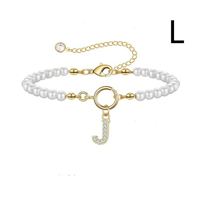 2024 Nytt Mode Toggle Lock Initial Armband Kvinnor AZ Bokstav Hänge 6mm Pärlarmband För Kvinnor Smycken Gåva