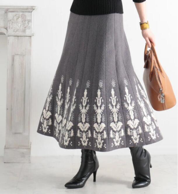 Jacquard Slim Knit A-Line Temperament Long Dress