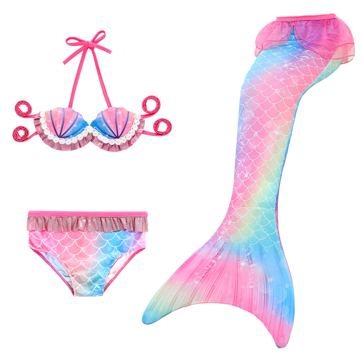 Nya Mermaid Tail Kläder Princess Dress Suit Barn Split Bikini Baddräkt