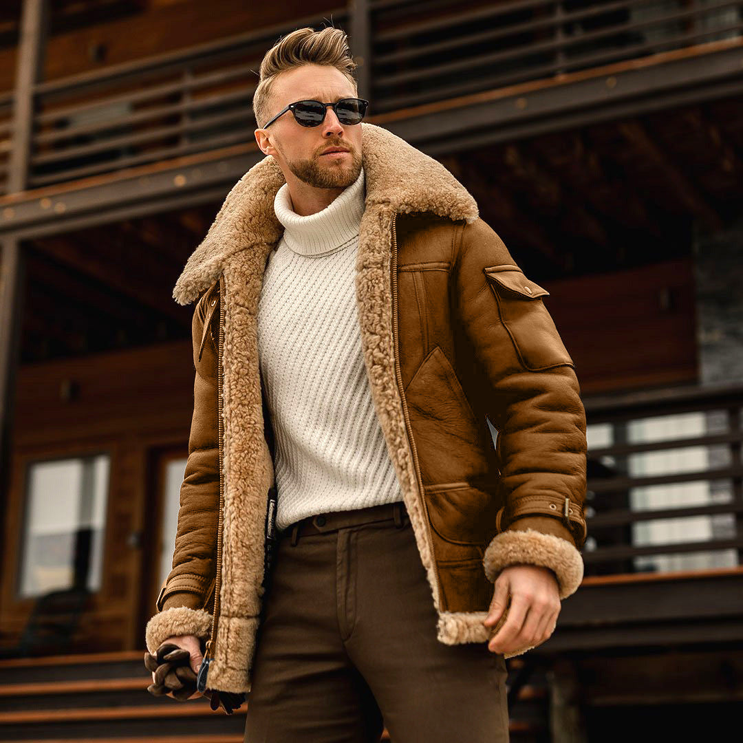 Men's Fur Winter Coat - Thick Hair Lined Jacket