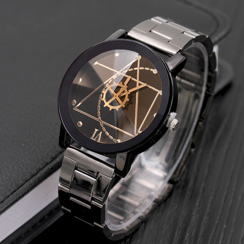 Montre en acier à plateau tournant avec boussole, équipement de mode, montres de Couple pour hommes et femmes