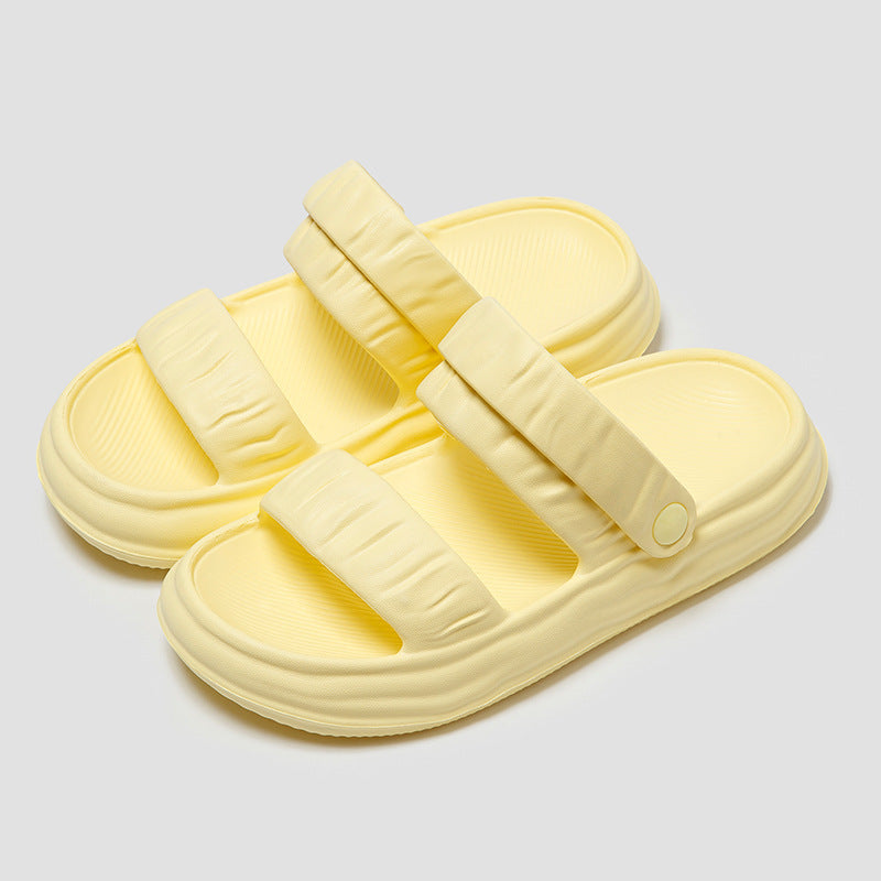 Qingchen Retro Folded Two Wears Bathroom Bathing Home Summer Anti Slip Slippers