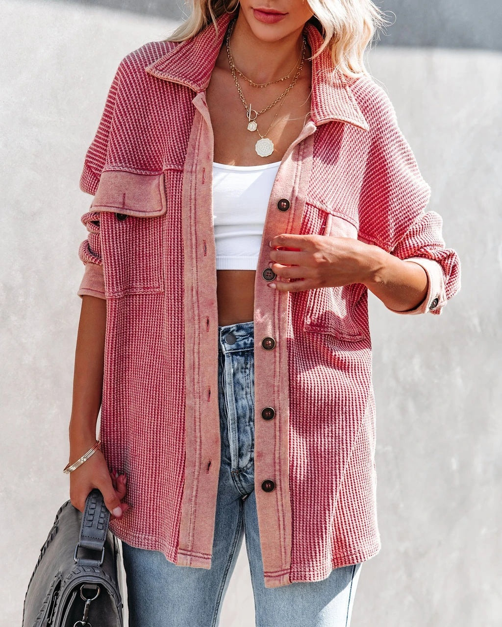 Manteau pull à manches longues pour femme à revers et à une rangée