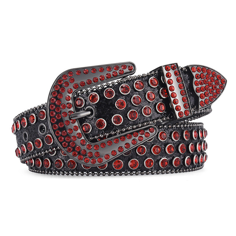 Unisex Alloy Punk Rock Rivet Rhinestone Belt - Rebellious Edge