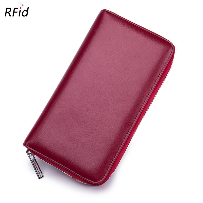 Portefeuille Rfid en cuir véritable de vache pour hommes, nombreux départements, 36 fentes, porte-carte, poche pour téléphone portable, pochette longue