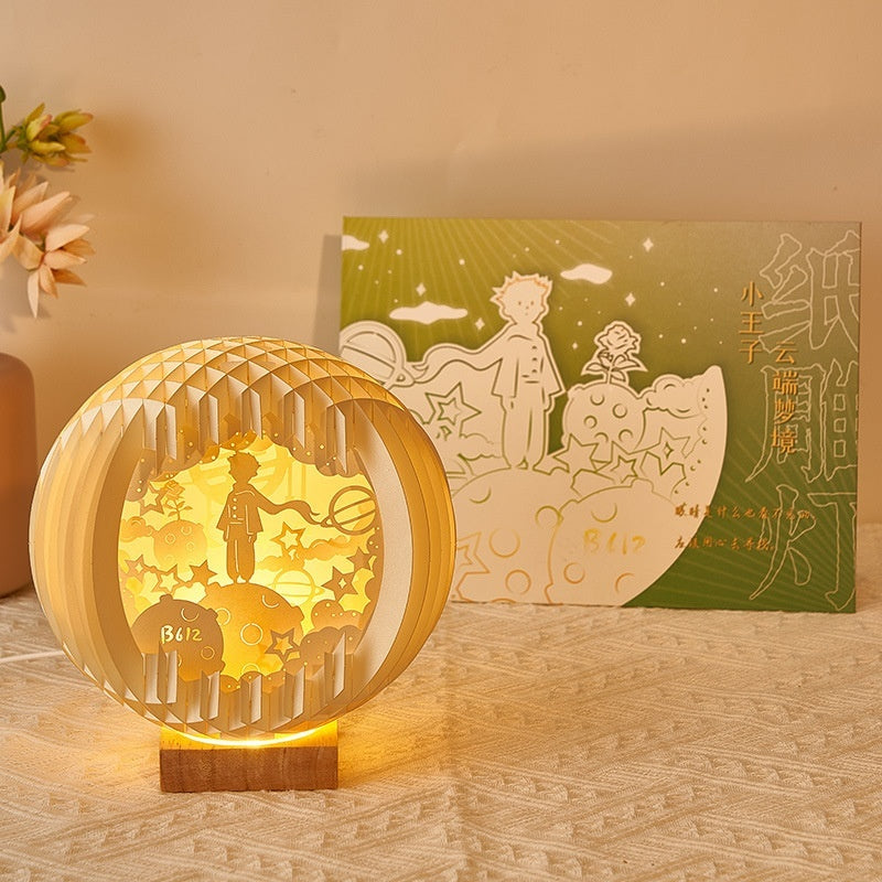 Sculpture sur papier, petite lampe de nuit créative en trois dimensions, décoration créative pour la maison