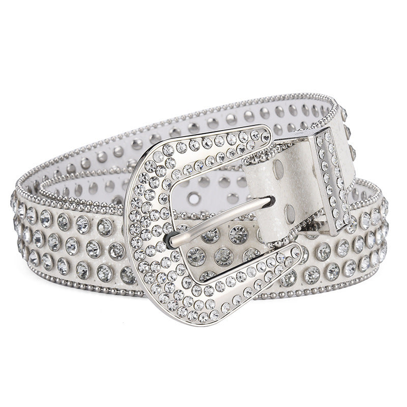 Unisex Alloy Punk Rock Rivet Rhinestone Belt - Rebellious Edge