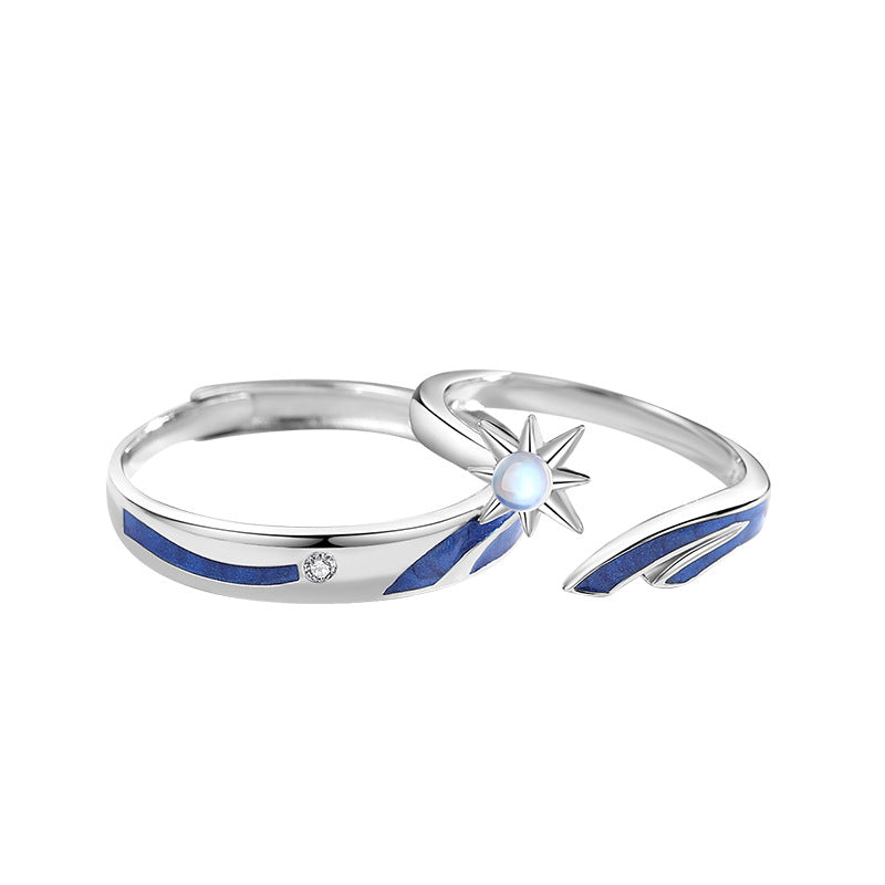 Fashion All Match Sterling Silver Par Ringar för män och kvinnor
