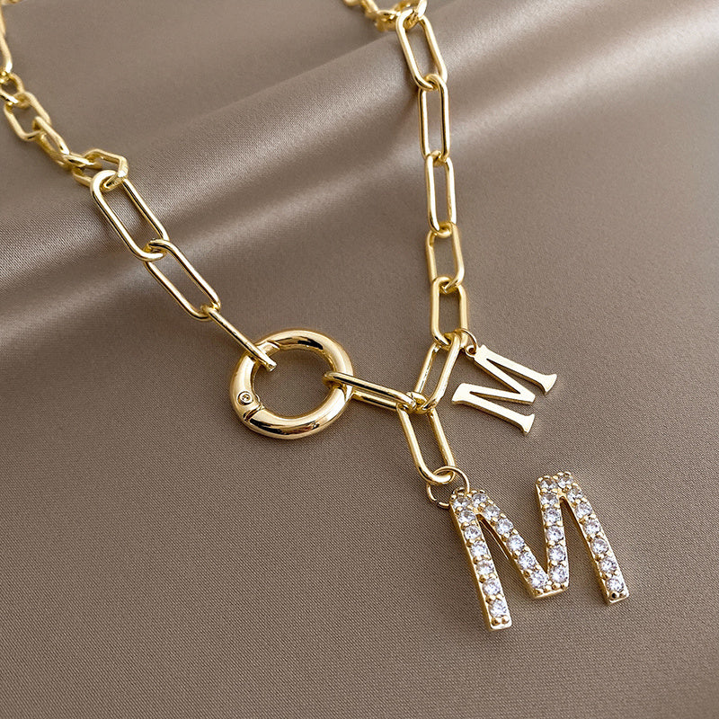 Chaîne collier court pour femme M lettre pendentif cou bijoux