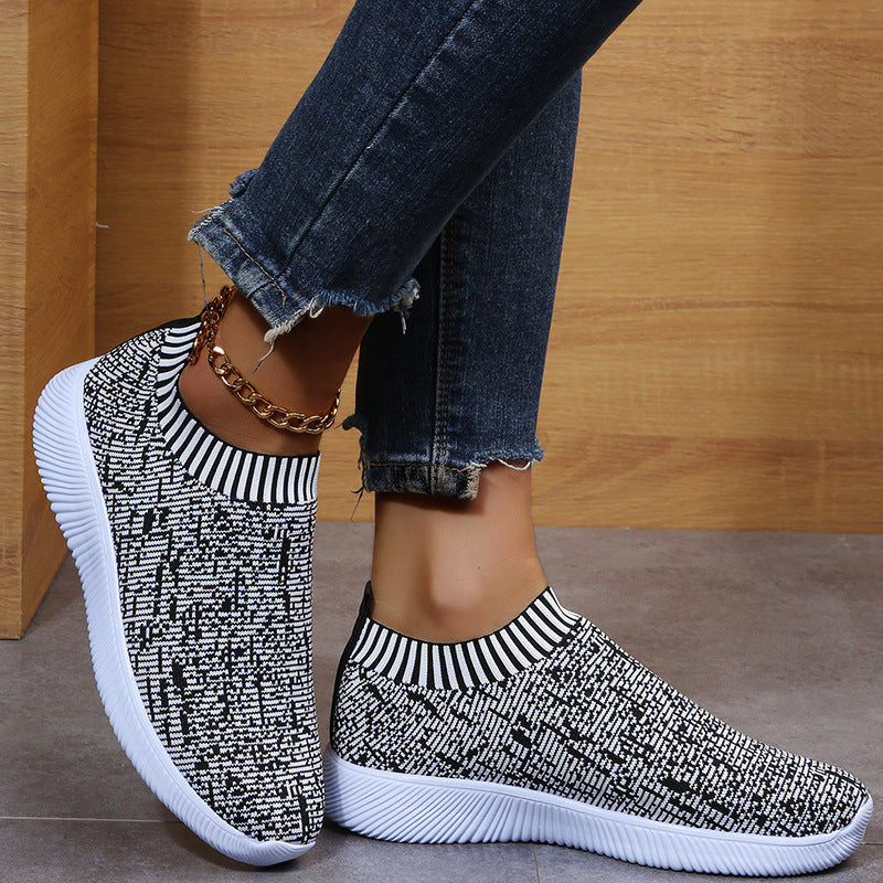 Stripe Knit Sock Sneakers - Unisex Athletic Flats - Versatile Collection