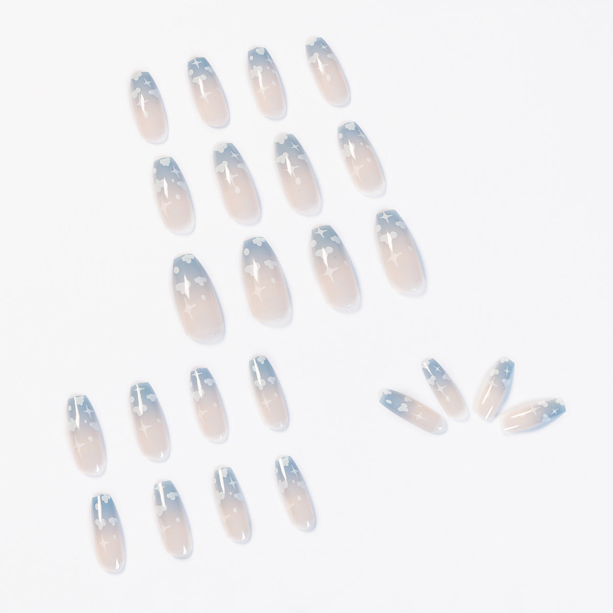 Professional Soft Plastic Nails - 18g 24 Pieces Blue Purple Pink | Wearing Finished False Nails
