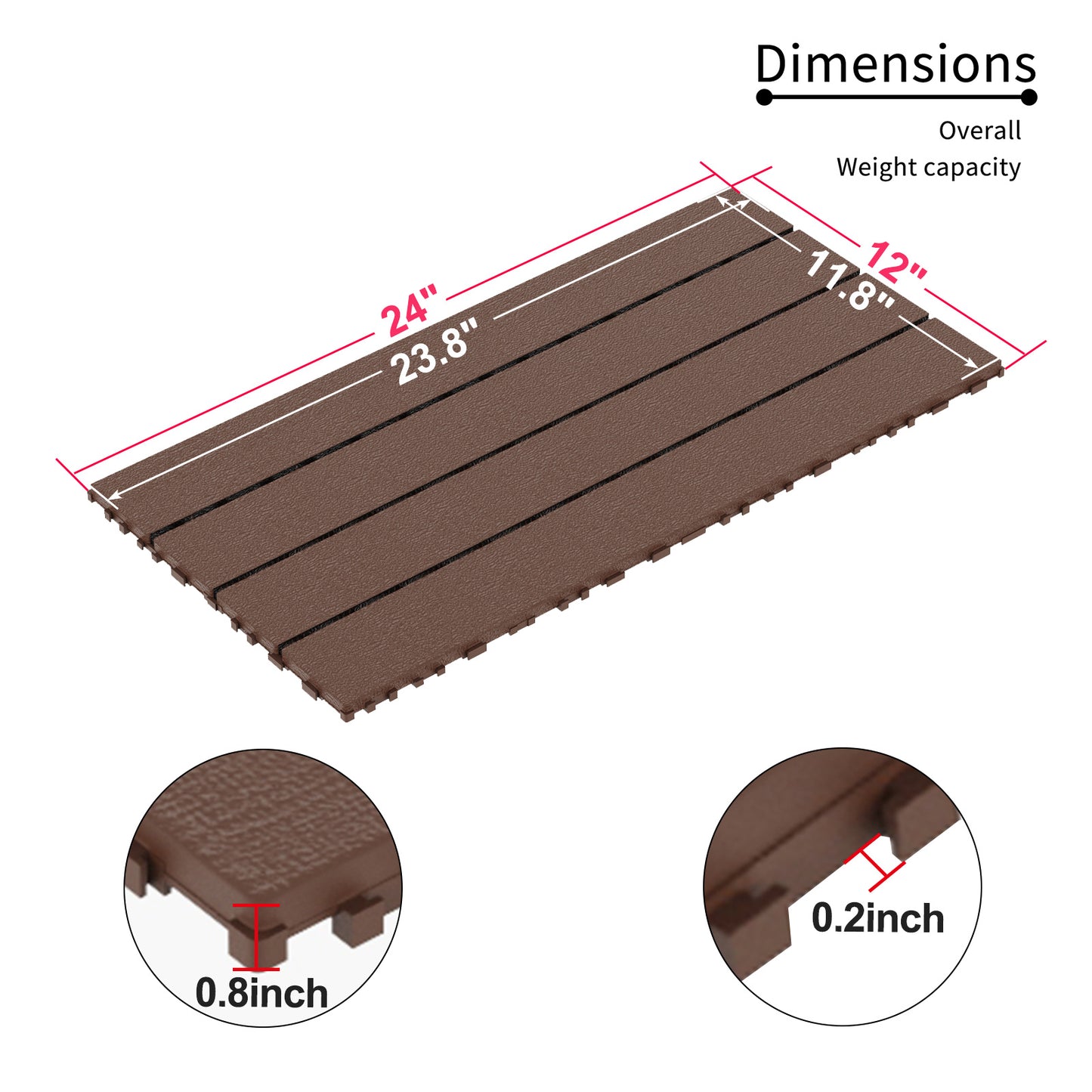 Waterproof, Wear-resistant, DIY Assembly, Garden, Courtyard, Balcony,plastic Flooring