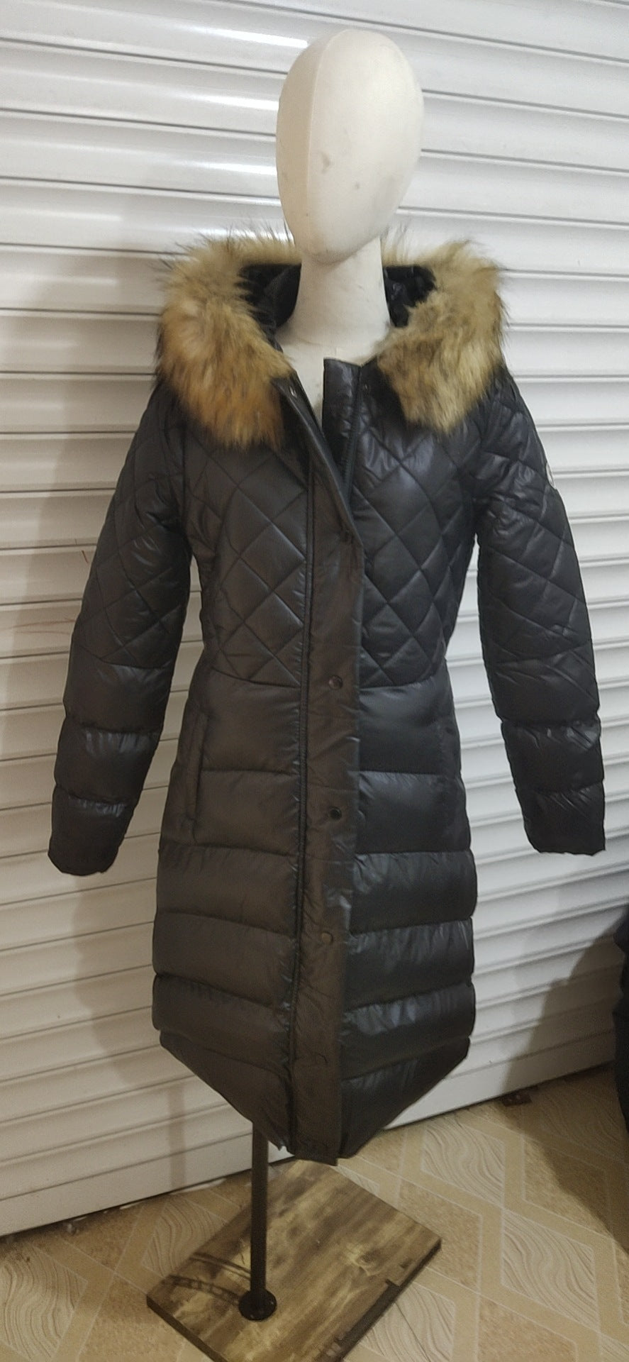 New Style Slim Down Coat With Large Fur Collar Imitation Raccoon - Luxurious Statement Premium Elegant Sophisticated