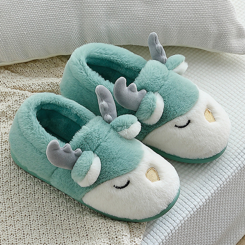 Christmas Elk Plush Slippers - Winter Holiday Shoes - Festive Collection