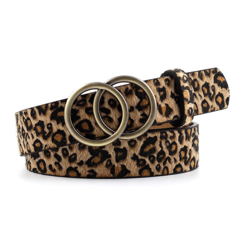Fashion Round Button Leopard Zebra Snake Belt - Wild Expression