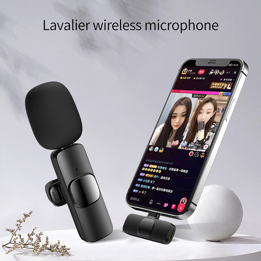 Trådlös Lavalier-mikrofon Bärbar Ljud Videoinspelning Minimikrofon för I-telefon Android Lång batteritid Livesändning Spel