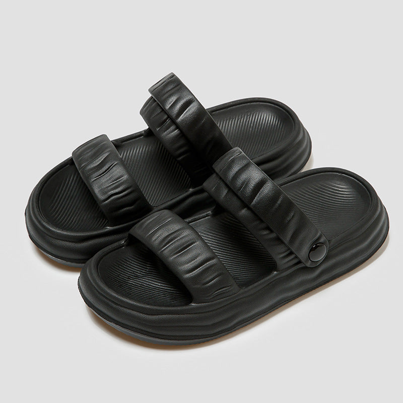 Qingchen Retro Folded Two Wears Bathroom Bathing Home Summer Anti Slip Slippers
