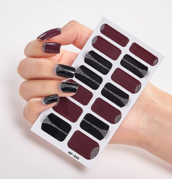 Full Coverage Nail Stickers - 40+ Designs - 24 Month Shelf Life - Nail Polish Glue Included - XAF01-XAF40 Collection