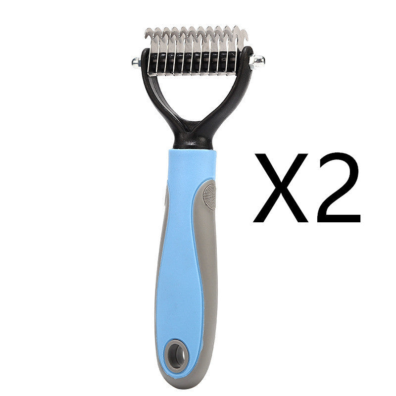 Stainless Steel Pet Brush - Double-Sided Hair Removal Comb for Grooming