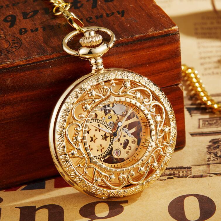 Hollow Carved Flip Semi-Automatic Mechanical Pocket Watch - Exquisite Intricate Elegant Sophisticated Accurate Durable