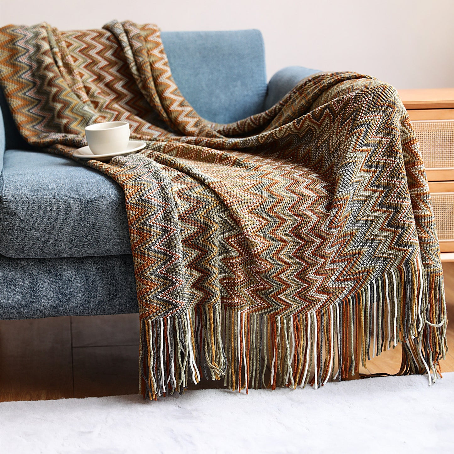 Couverture tricotée pour sieste de bureau bohème