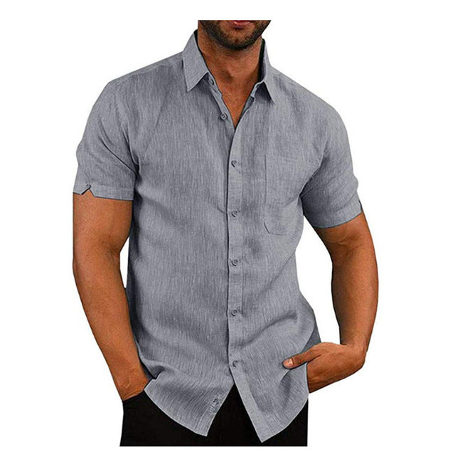 Herr Kortärmade Sommar Enfärgade Skjortor Casual Lösa Toppar T-shirt