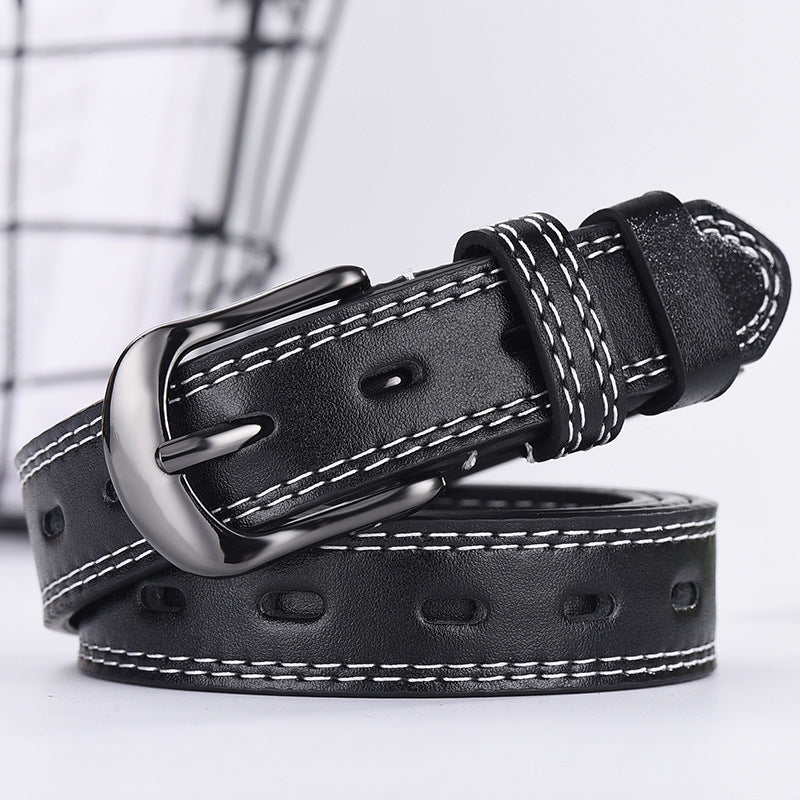 Unisex Young Students Hollow Out Thin Belts Korean Denim - Youth Style