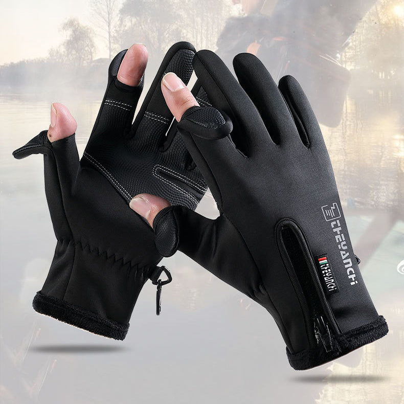 Handskar med öppna fingrar, pekskärm, unisex, vattentäta, vindtäta, varma vinterhandskar, för cykling, fiske, skidåkning