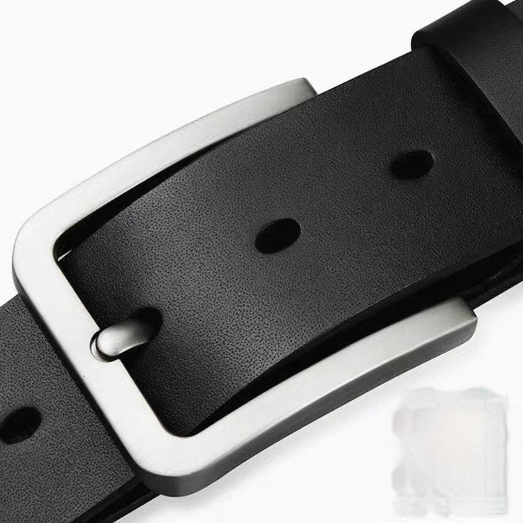 Men's Authentic Cowhide Pin Buckle Belt - Traditional Craftsmanship