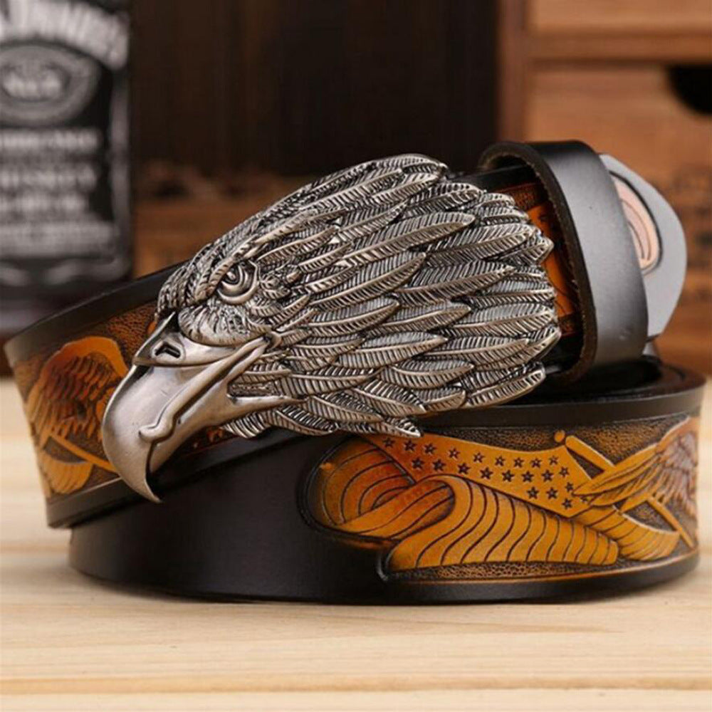 Men's Fashion Cowhide Eagle Head Leisure Belt - Majestic Power