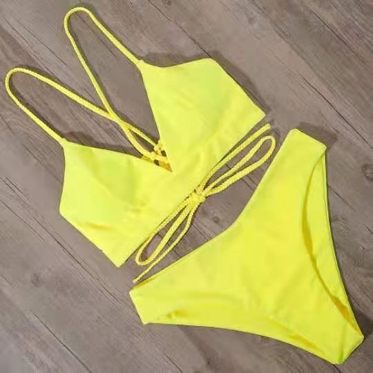 Solid Color Bikini Sexy Strappy Swimsuit