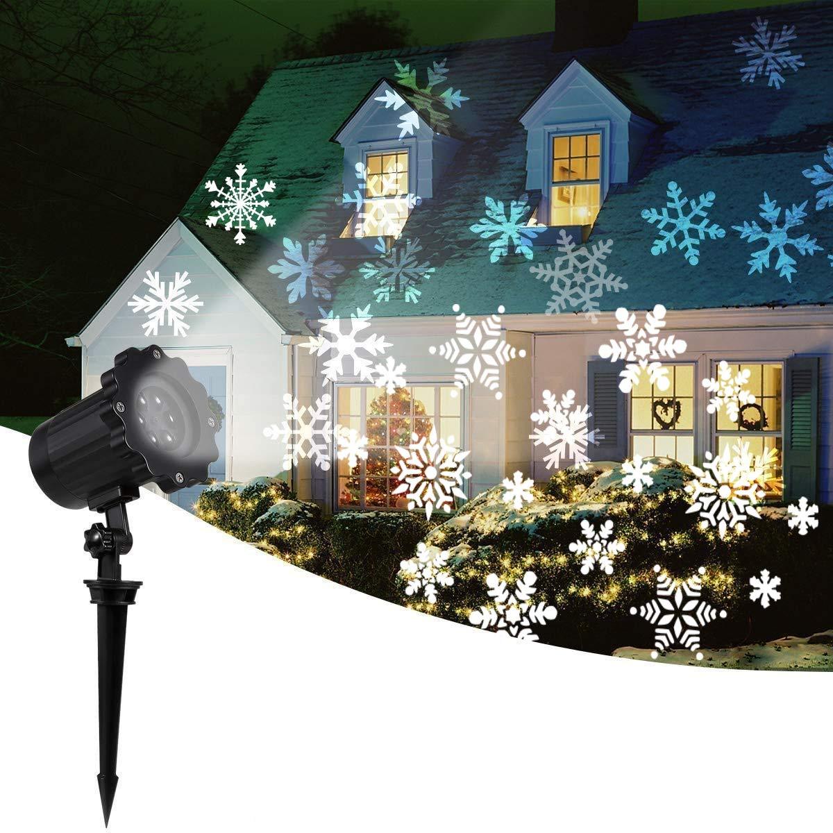 LED Noël Blizzard Flocon De Neige Lumière Laser Projecteur De Neige En Mouvement Jardin De Neige Projecteurs Laser Lampe Pour La Fête Du Nouvel An Décor Lampes À Gazon