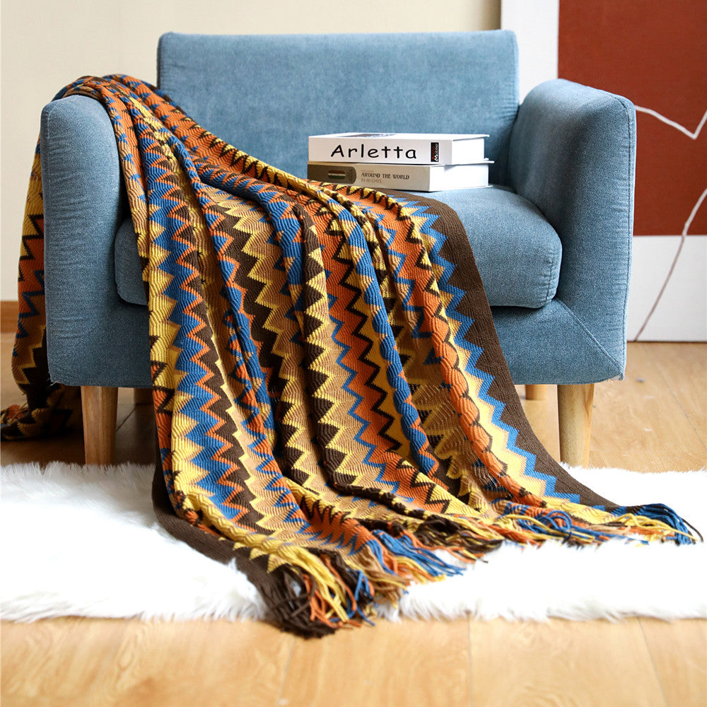 Couverture tricotée pour sieste de bureau bohème