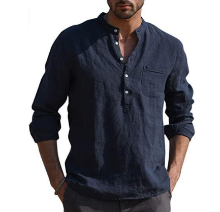 Chemise blanche vintage pour hommes Chemises en lin à boutons
