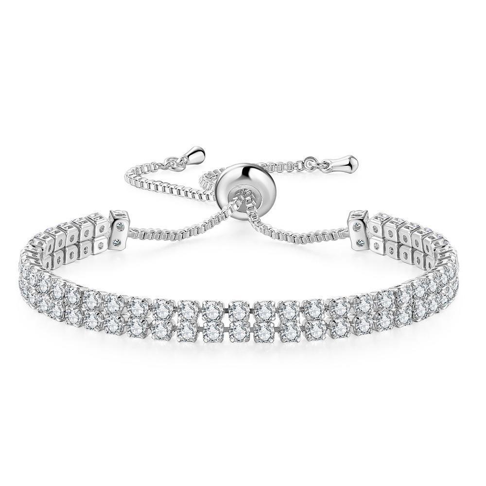Mode Dubbelrad Zirkonarmband För Damer Strassarmband