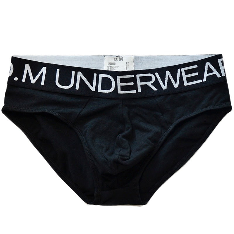 Men's Low Waist Simple Letter Cotton Comfortable Solid Color Briefs