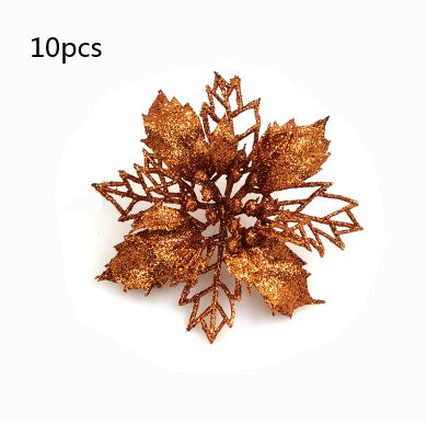 Fleurs de noël artificielles à paillettes, décorations d'arbre de noël pour la maison, fausses fleurs, ornements de noël, décor du nouvel an