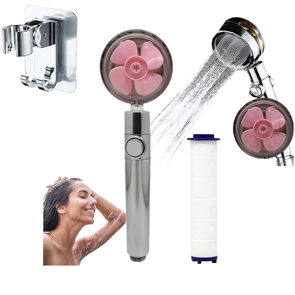 Pommeau de douche à hélice avec bouton d'arrêt et filtre en coton, buse de douche à main haute pression turbocompressée