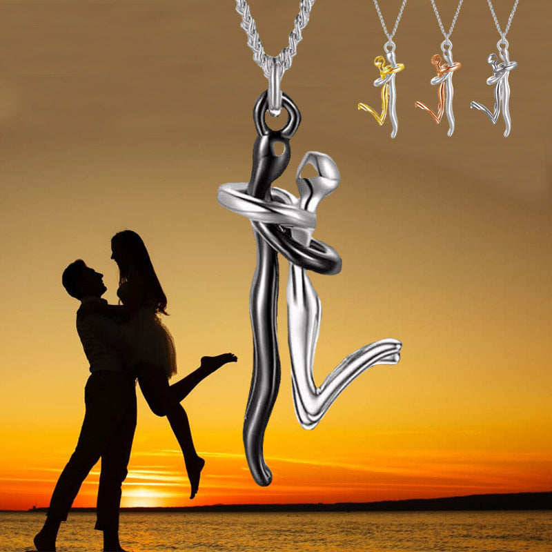 18K Kärlek Kram Halsband Par Årsdag Alla hjärtans dag Gåva Mode Enkelt Temperament Nyckelbenskedja Hänge Halsband