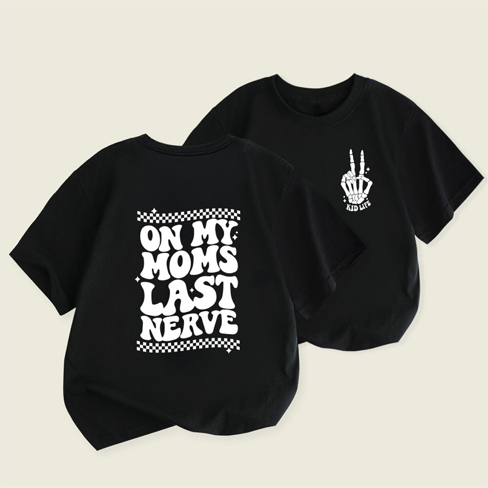 Letter Print Casual T-shirt för barn med rund hals