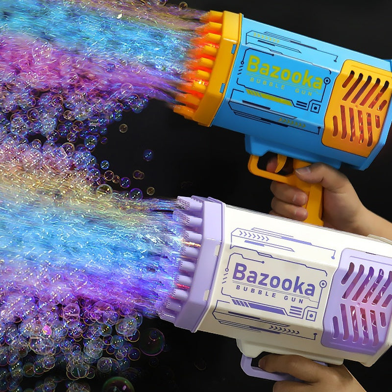Bubble Gun Rocket 69 hål såpbubblor maskingevär form automatisk blåsare med lätta leksaker för barn Pomperos