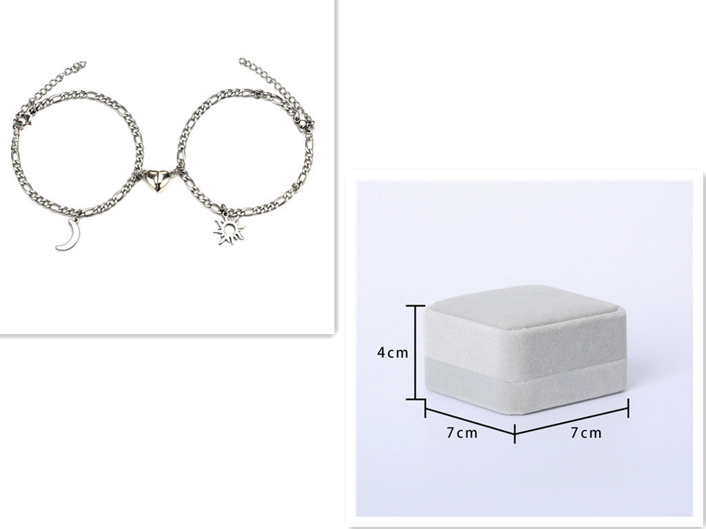 Stainless Steel Sun and Moon Bracelet Creative Six Heart Magnet Attract