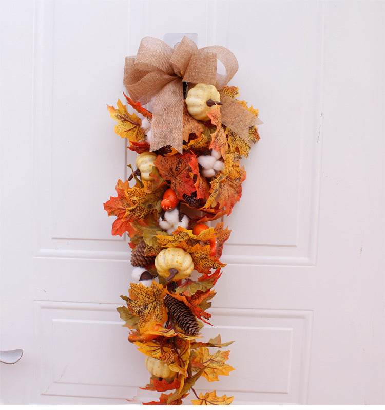 Guirlande de Simulation de citrouille, feuille de givre, Halloween, Thanksgiving, automne, accessoires de décoration pour la maison